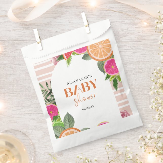 Bolsa De Papel Acuarela Citrus Tropical Bolsa de Favor de Ducha B (Cortado)