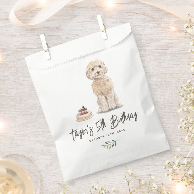 Bolsa De Papel Acuarela Cockapoo Dog Cumpleaños Gracias (Cortado)