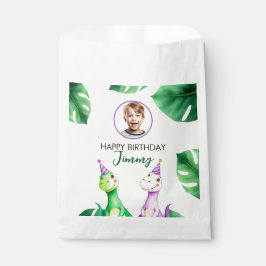 Bolsa De Papel Acuarela Colorful Trex Kids Foto Cumpleaños