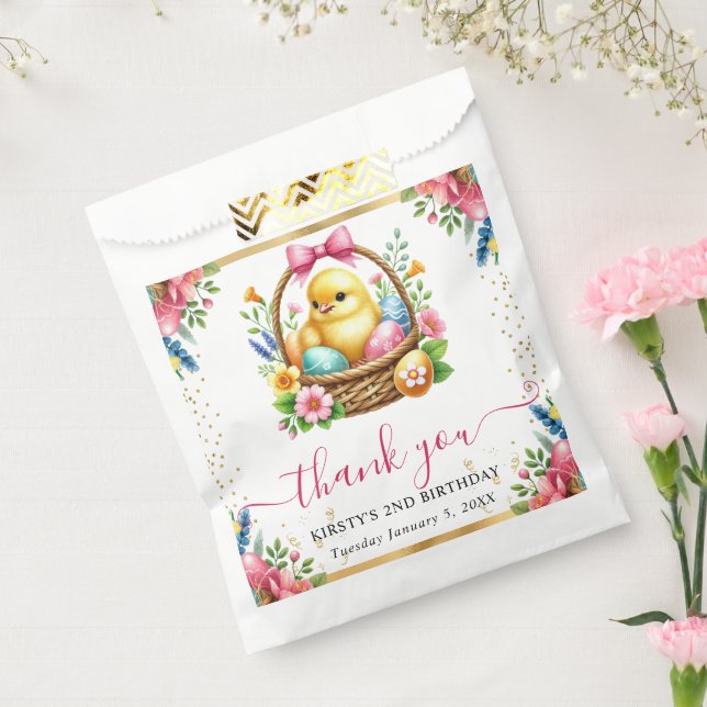 Bolsa De Papel Acuarela Cumpleaños Canasta de Pollito de Primaver (Sellado)