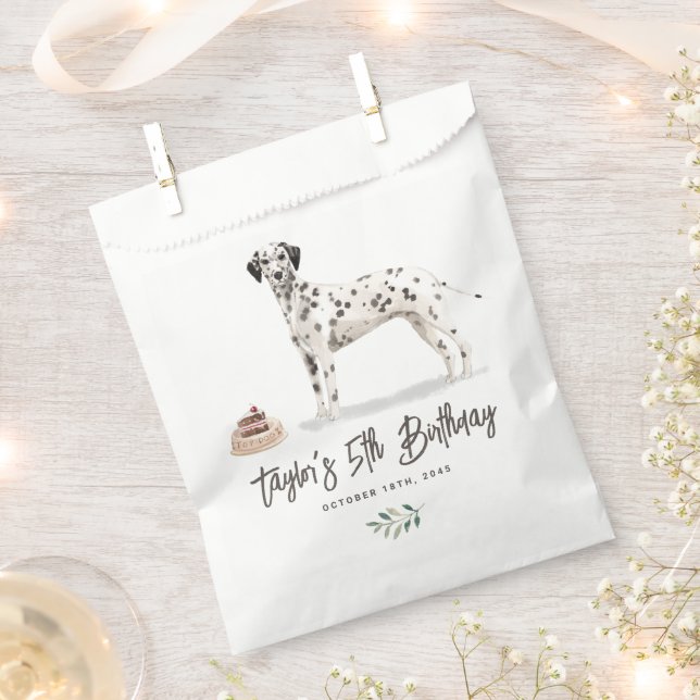 Bolsa De Papel Acuarela Dalmatian Dog Cumpleaños Gracias (Cortado)