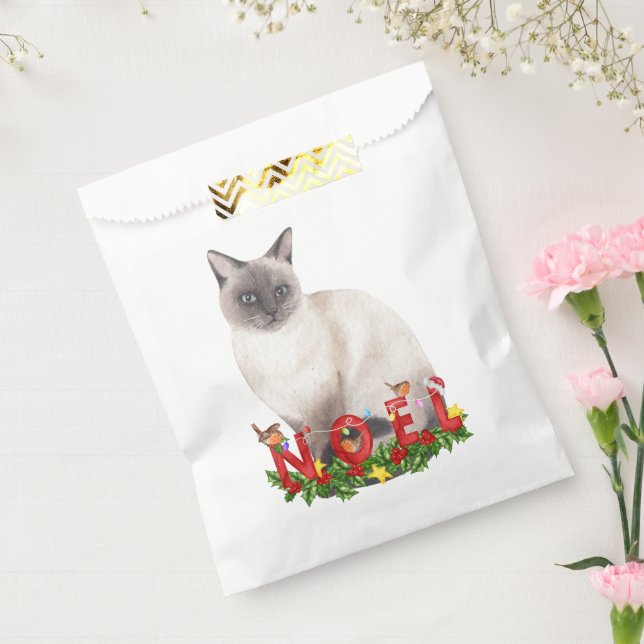 Bolsa De Papel Acuarela de gato siamesa para navidades (Sellado)