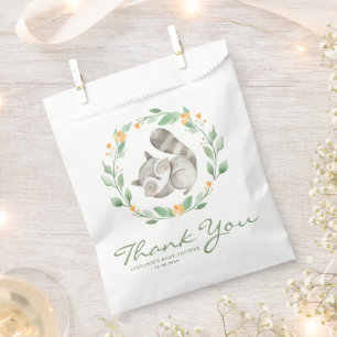 Bolsa De Papel Acuarela Dormir Bebé Raccoon Gracias