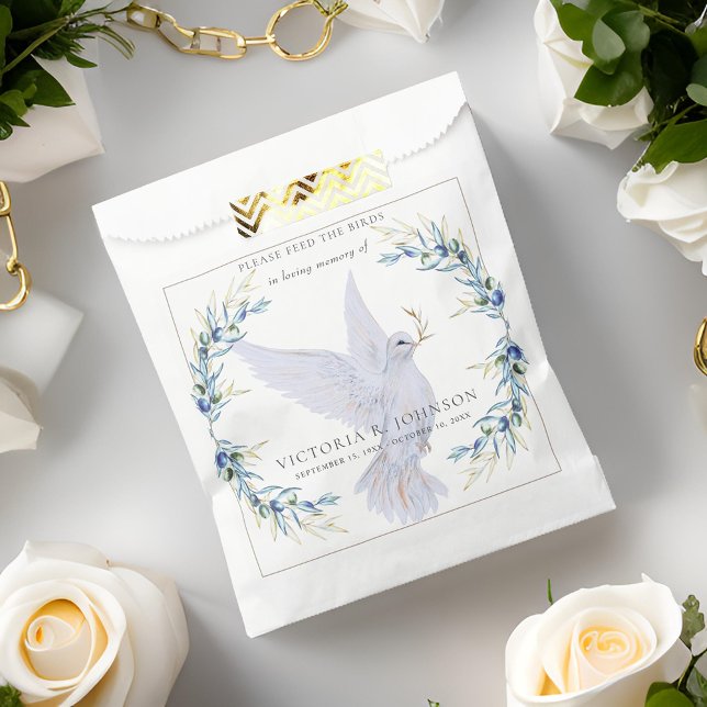 Bolsa De Papel Acuarela Dove Bird Seed Packet Funeral Memorial (Subido por el creador)