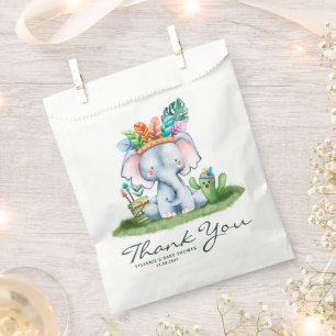 Bolsa De Papel Acuarela Elefante Tribal Cumpleaños Gracias