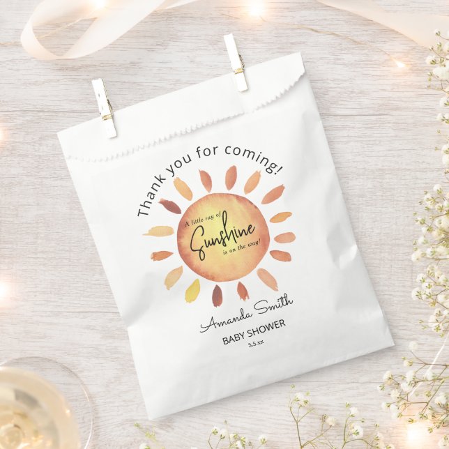 Bolsa De Papel Acuarela Feliz Sol Amarillo Gracias Baby Shower (Cortado)