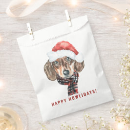 Bolsa De Papel Acuarela festiva Dachshund Santa Navidades