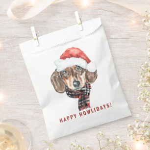 Bolsa De Papel Acuarela festiva Dachshund Santa Navidades