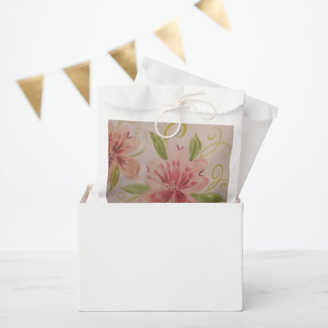 Bolsa De Papel Acuarela floral rosa (Fiesta)