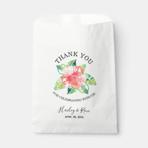 Bolsa De Papel Acuarela Hibisco Hawaiano Rosa Tropical