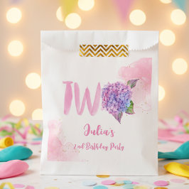 Bolsa De Papel Acuarela hidrangea segundo Cumpleaños