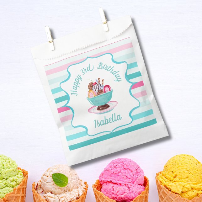 Bolsa De Papel Acuarela Ice Cream Sundae Cumpleaños Gracias (Subido por el creador)