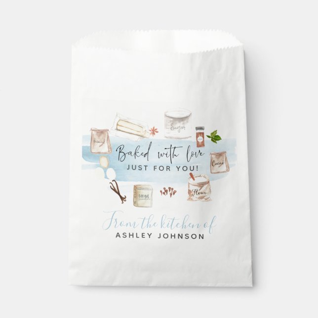 Bolsa De Papel Acuarela Ilustrada Horneada Con Amor (Anverso)