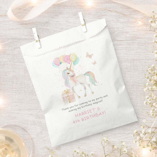 Bolsa De Papel Acuarela mágica Unicornio Cualquier cumpleaños de  (Cortado)
