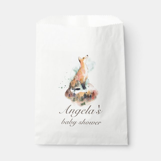Bolsa De Papel acuarela mística zorro bebé ducha (Anverso)