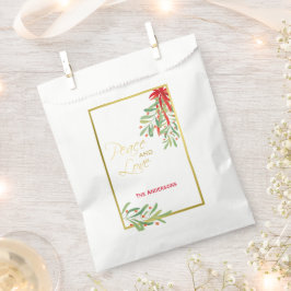 Bolsa De Papel Acuarela Mistletoe y Oro | Festividad personalizad