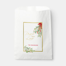 Bolsa De Papel Acuarela Mistletoe y Oro | Festividad personalizad