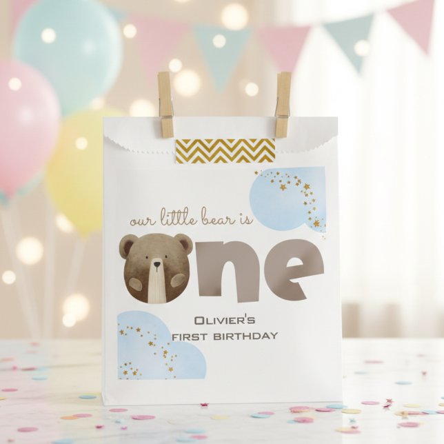 Bolsa De Papel Acuarela nuestro oso pequeño es un cumpleaños de b (Subido por el creador)