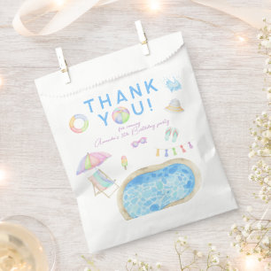 Bolsa De Papel Acuarela Piscina fiesta de cumpleaños Natación Gra