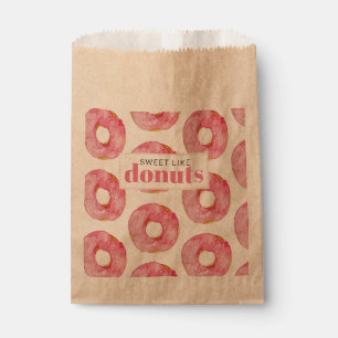 Bolsa De Papel Acuarela Rosa Moderna Dulce Como Cita De Donuts