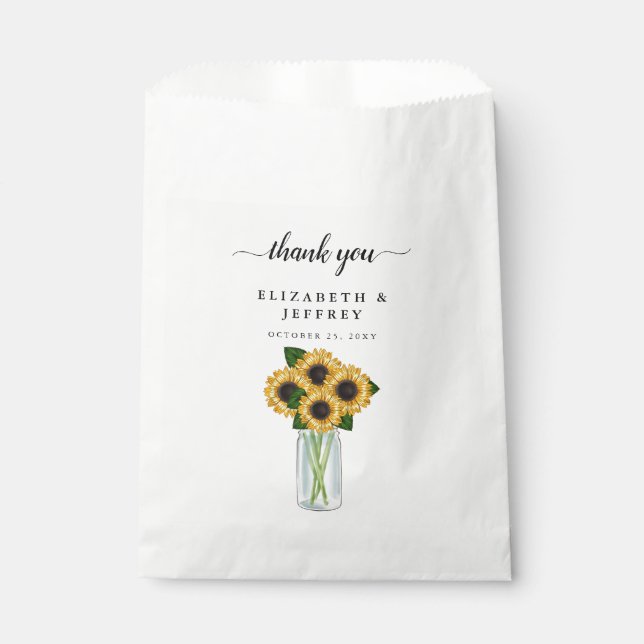 Bolsa De Papel Acuarela Rusa Sunflowers Mason Jar (Anverso)