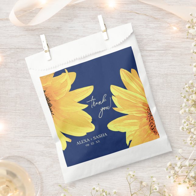 Bolsa De Papel Acuarela Sunflower azul oscuro (Cortado)