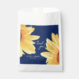 Bolsa De Papel Acuarela Sunflower azul oscuro