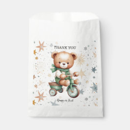Bolsa De Papel Acuarela Teddy Bear Stars Green Bike Fiesta