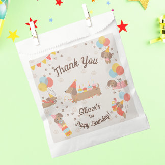 Bolsa De Papel Adorable Dachshund Birthday Party Puppy Thank You