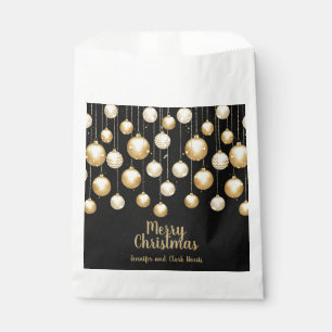 Bolsa De Papel Adornos de Navidad de Bolas de Oro sobre Negro