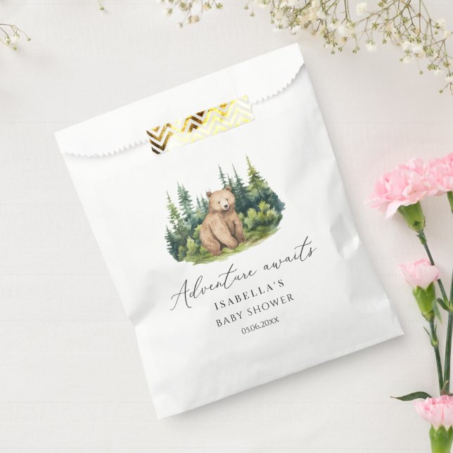 Bolsa De Papel Adventure Awath Woodland Bear Baby Shower (Sellado)