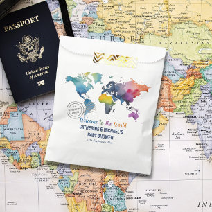Bolsa De Papel Adventure Awath World Map Travel Baby Shower
