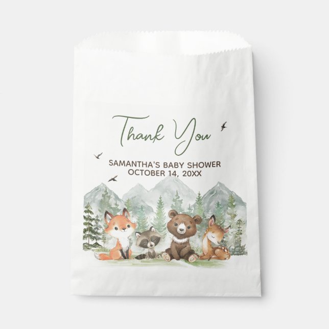 Bolsa De Papel Adventure Begin Woodland Animals Baby Shower (Anverso)