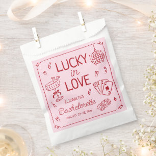 Bolsa De Papel Afortunada En El Amor Mano Whimsical Dibujó Bachel