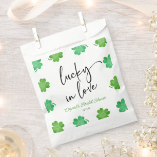 Bolsa De Papel Afortunado En Amor Green Shamrock Clovers British 