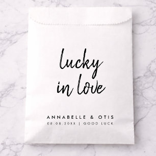 Bolsa De Papel Afortunado en el amor   Boleto de lotería de boda 