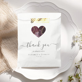 Bolsa De Papel Agate Corazón Escritura Agradecer Burgundy Boda Or