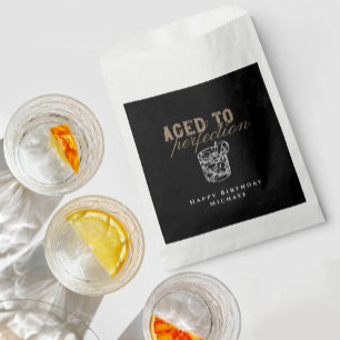 Bolsa De Papel Aged to Perfection Black Vintage Birthday Party