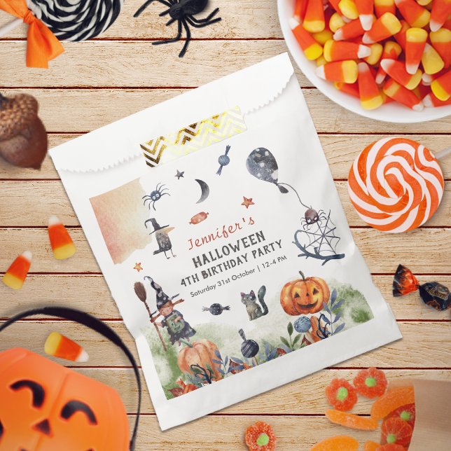 Bolsa De Papel Agradable Watercolor Kids Cumpleaños Halloween (Subido por el creador)
