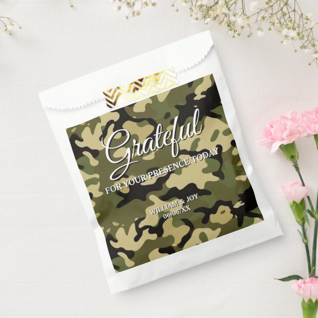 Bolsa De Papel Agradecimiento a los camuflajes negro, blanco y gr (Sellado)