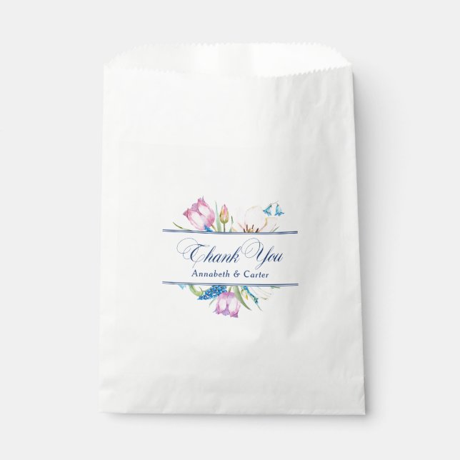 Bolsa De Papel Agradecimiento Botánico Floral (Anverso)