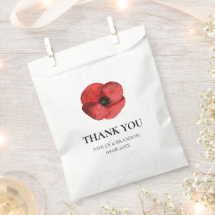 Bolsa De Papel Agradecimiento de boda de amapola botánica de flor