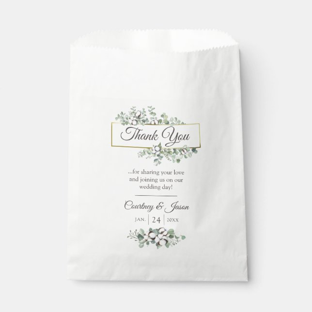 Bolsa De Papel Agradecimiento de Boda del Capullo de Algodón del  (Anverso)