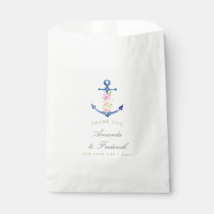 Bolsa De Papel Agradecimiento de boda náutica floral acuarela