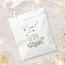 Agradecimiento de boda rústico de eucalipto verde