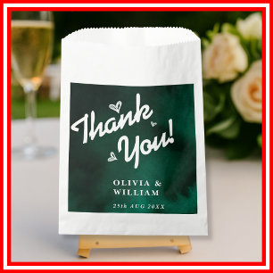 Bolsa De Papel Agradecimiento de Boda Verde Esmeralda