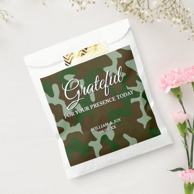 Bolsa De Papel Agradecimiento de camuflaje verde y marrón oscuro (Sellado)
