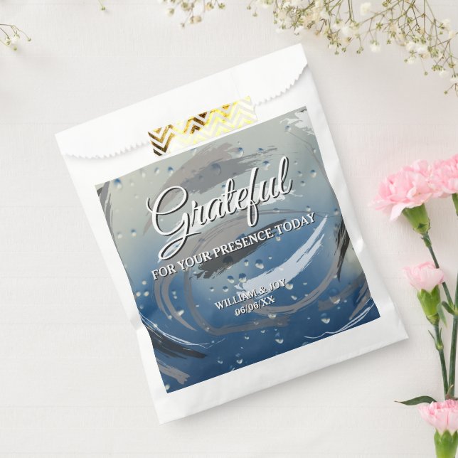 Bolsa De Papel Agradecimiento de pincel negro, blanco y gris (Sellado)