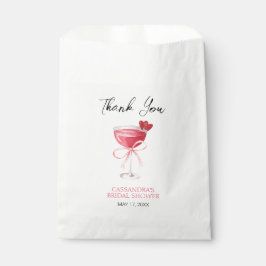 Bolsa De Papel Agradecimiento Moderno de Cóctel con Lazo Rosa par
