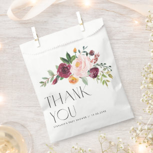 Bolsa De Papel Agradecimiento para Baby Shower de Flores de Otoño